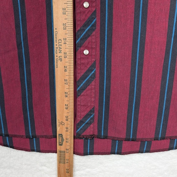 Wrangler Shirt Mens LT Red Stripe Western Pearl Snap Front Short Sleeve Cowboy - Picture 4 of 7